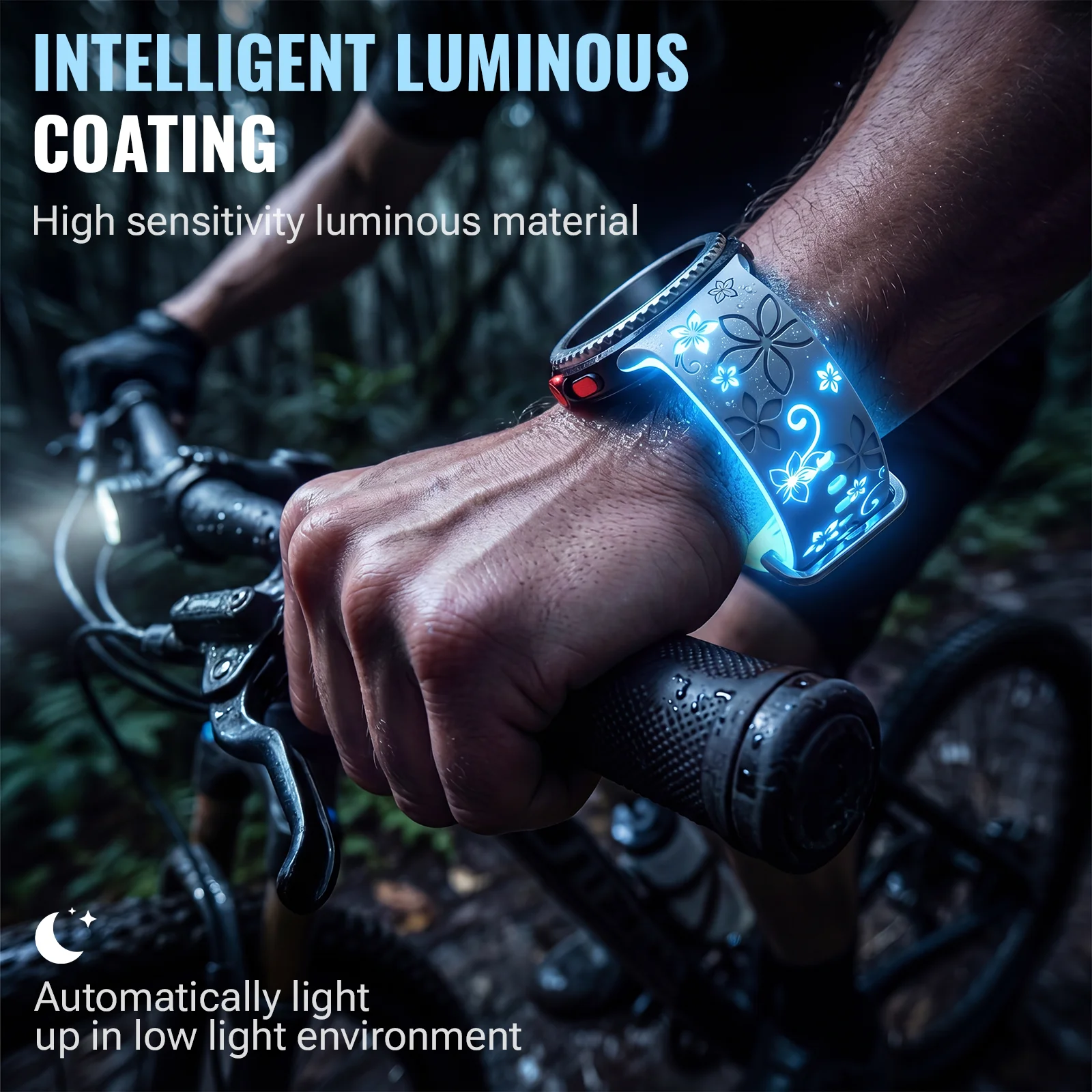 Two-Tone Engraved Print Luminous Silicone Smartwatch Wristband