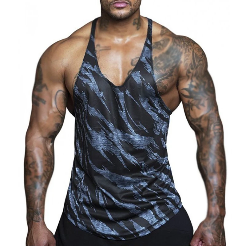

Fashion Men's Sexy Slim Fir Sports Tank Tops Gym Workout Fitness Bodybuilding Vest Top Breathable Sleeveless Tops Men Clothing