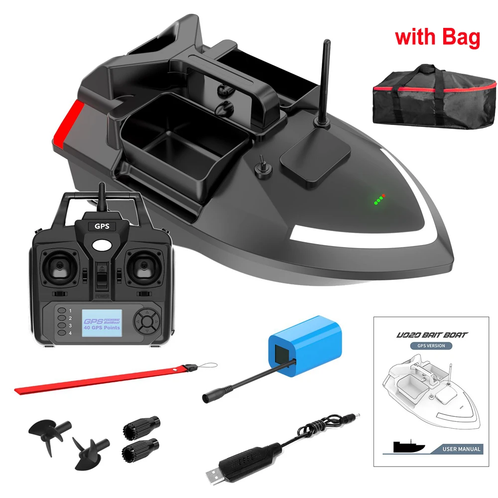Barco De Cebo Con Control Remoto - GPS, Motor Dual, 2 Kg De Capacidad, Alcance 500 M, Ideal Para Pesca