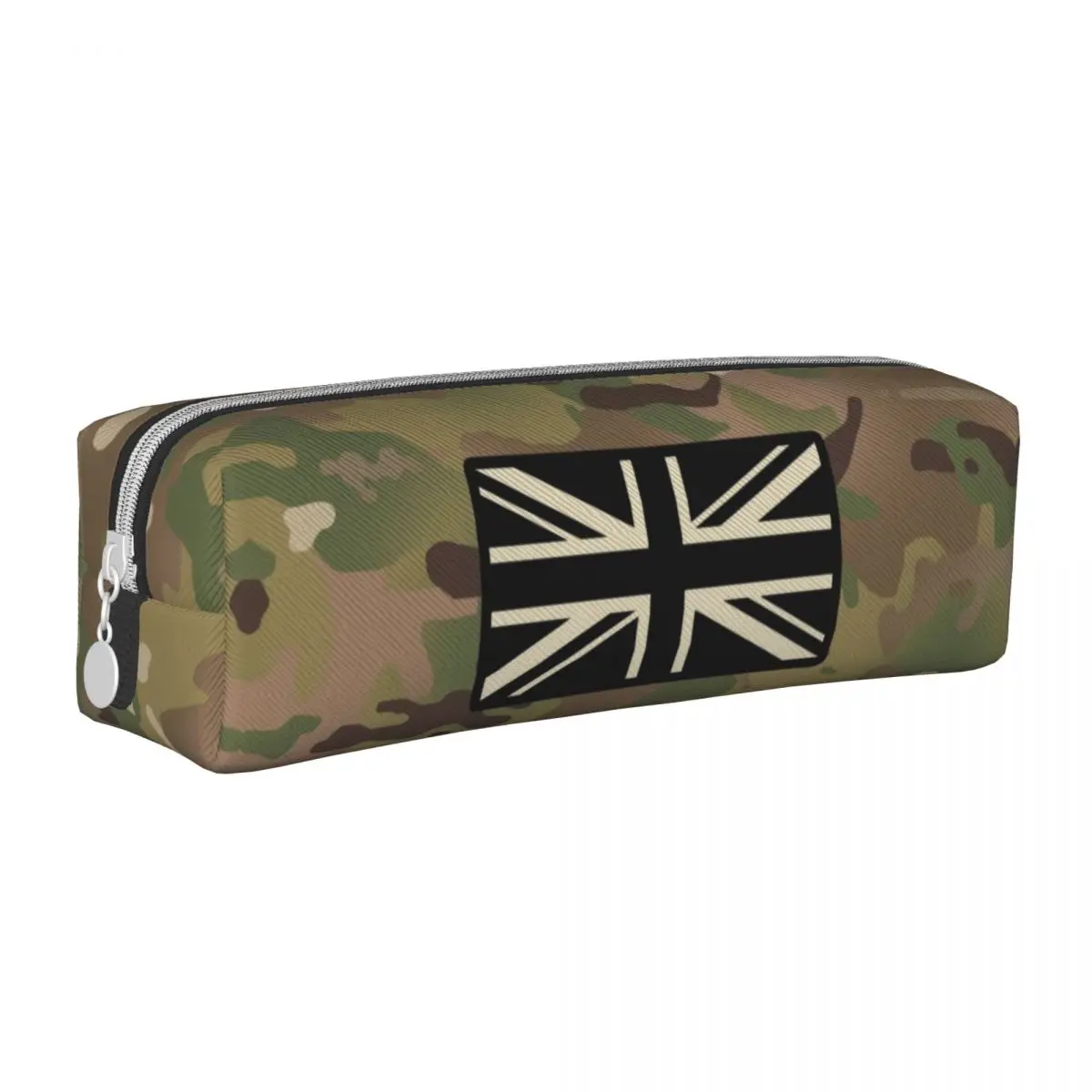 

British Flag Woodland Camouflage Pencil Case Cute Camo Pen Box Bags for Student Big Capacity School Supplies Zipper Pencilcases