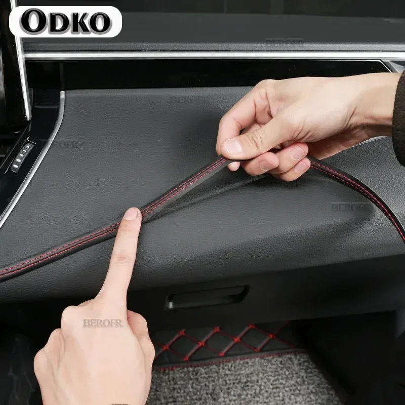 Car Interior Moulding Trim Self-adhesive Dashboard Leather Decorative Line Red Blue DIY Braid Strip Car Decoration