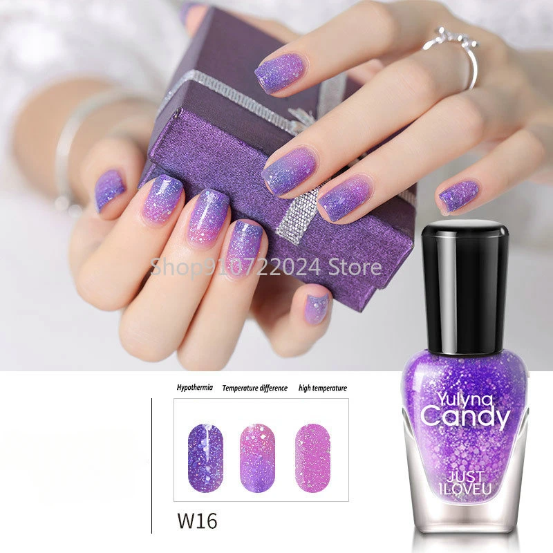 Thermal Nail Polish Temperature Color Changing Water-based Varnish Shimmer Nail Lacquer Long Lating Quick Drying