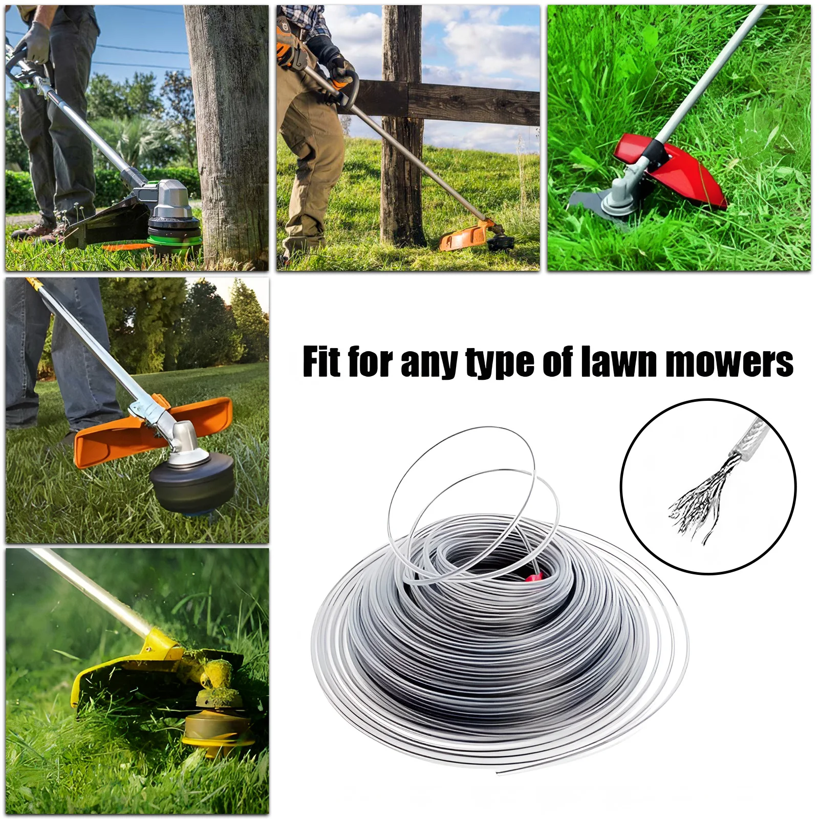 Brushcutter Trimmer Rope 3mm Steel Wire Nylon Line COSY Wear-resistant Sharp Replacement Garden Tool Accessory