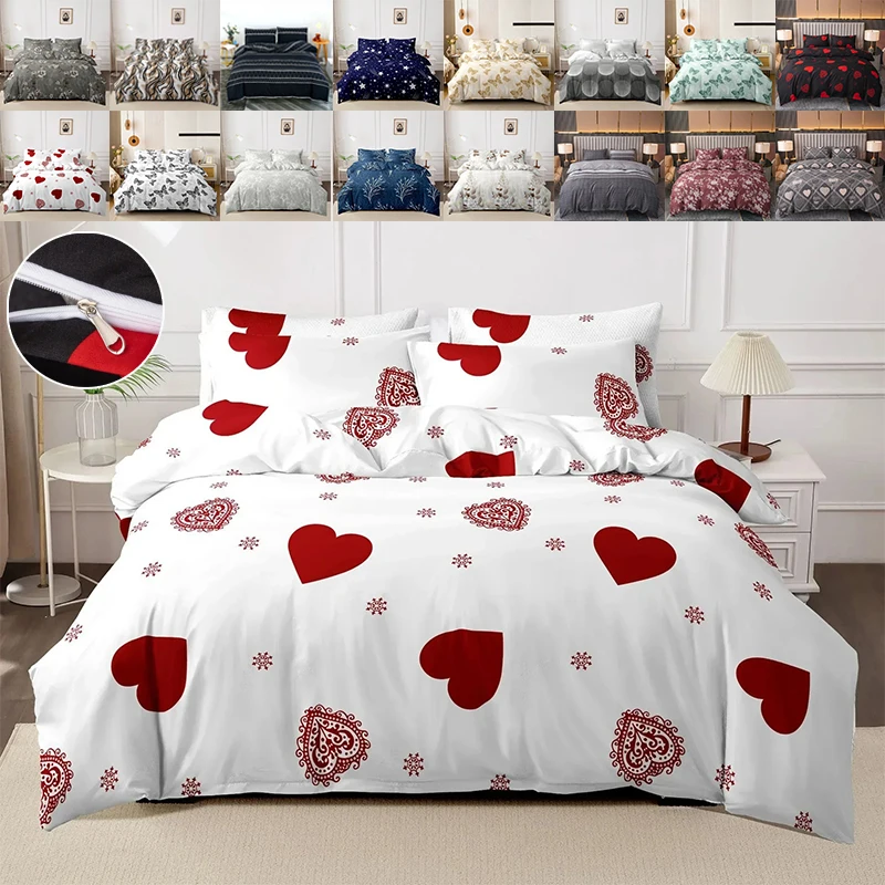3pcs Printed Brushed Duvet Cover Pillowcase Three Piece Set High