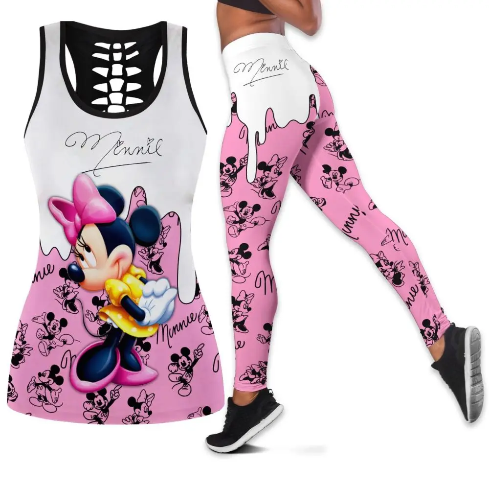 Disney Minnie Mouse Dames Holle Vest Leggings Yoga Pak Fitness Leggings Sportpak Disney Tank Top Legging Set