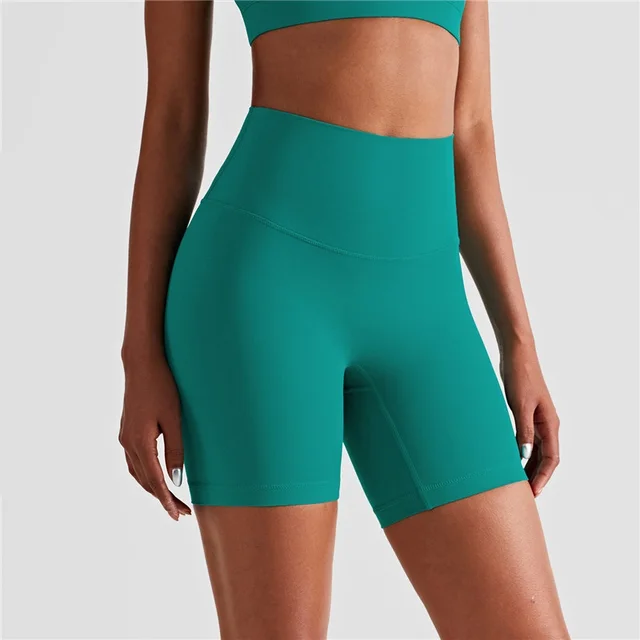 Solid Color High Waist Leggings Athletic Fitness Yoga Short Lulu Butter Soft Sports Short Workout Gym Cycling For Women Clothing Teal Lagoon
