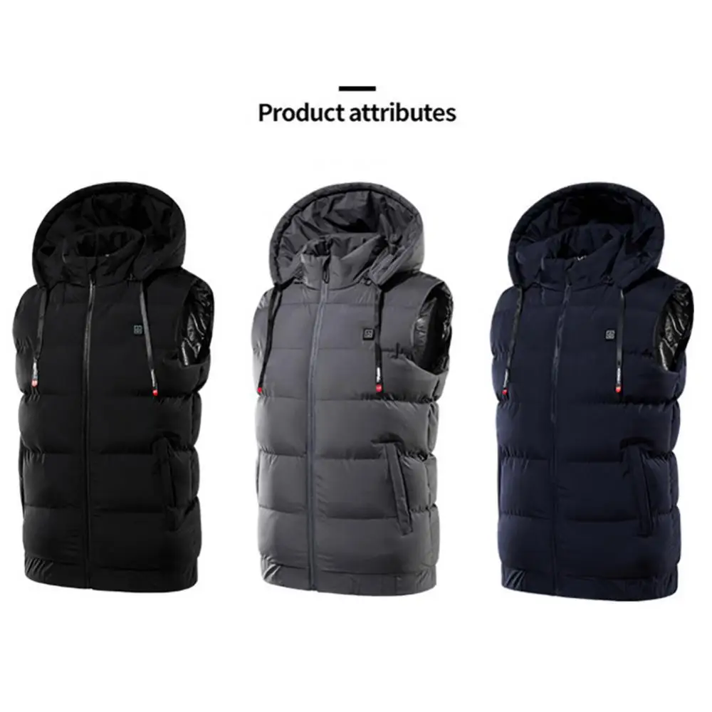 Winter Electric Heated Hooded Vest Thermal Waterproof USB Charging Vest Adjustabe Heating Warmer Pad Hiking Warm