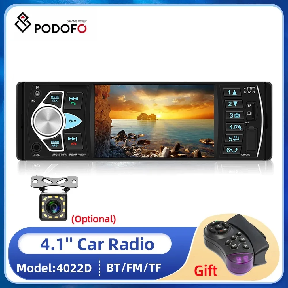 Hippcron Car Radio 1 Din Autoradio 4022d Bluetooth 4.1 « Support d'écran  Caméra de recul Volant Contral AutoRadio