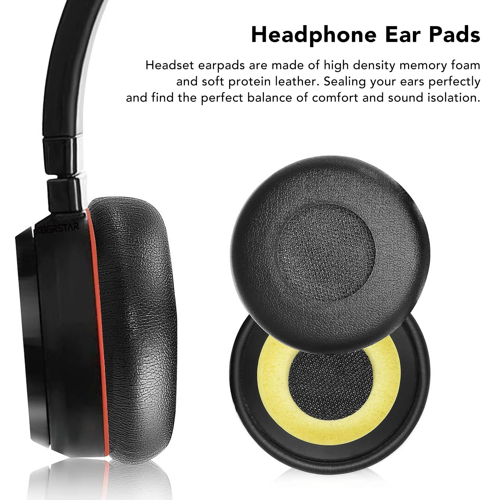 2pcs Replacement Earpads Professional Protein Leather Headphone Ear Cushions for Jabra Evolve 20 20se 30 30II 40 65 65+