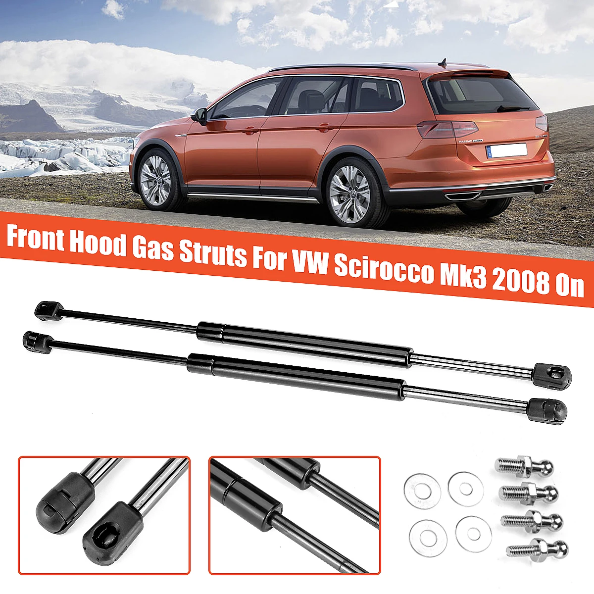 VW Scirocco Mk3 2008 용 프론트 후드 보닛 가스 스트럿츠, 2 피스