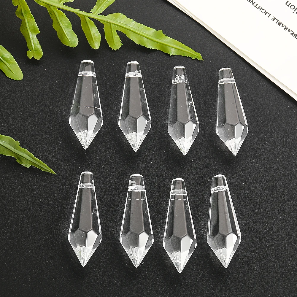 Icicle Crystal Prism Chandelier Crystal Pendant Suncatcher Glass Pointed Drop Faceted Beads DIY Jewelry Making 5PCS crystal sun catcher,chandelier crystal drops,crystal beads