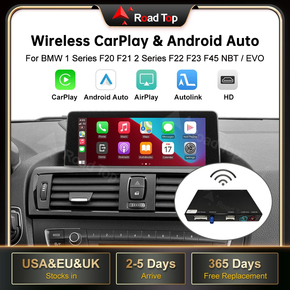 RoadTop CarPlay Sem Fio para BMW Série 1, 2, 3, 4 (F20, F21, F22