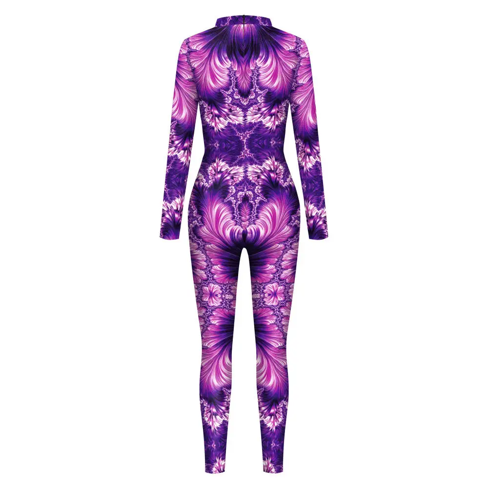 [You're My Secret] Multicolour Printing Holiday Women Jumpsuit Halloween Bodysuits Cosplay Costumes Role Playing Dress Up Outfit