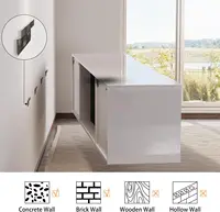 Floating Fireplace TV Stand Wall Mounted 40 "electric Fireplace Modern LED Lights Media Console Can Play 90" TV White 2