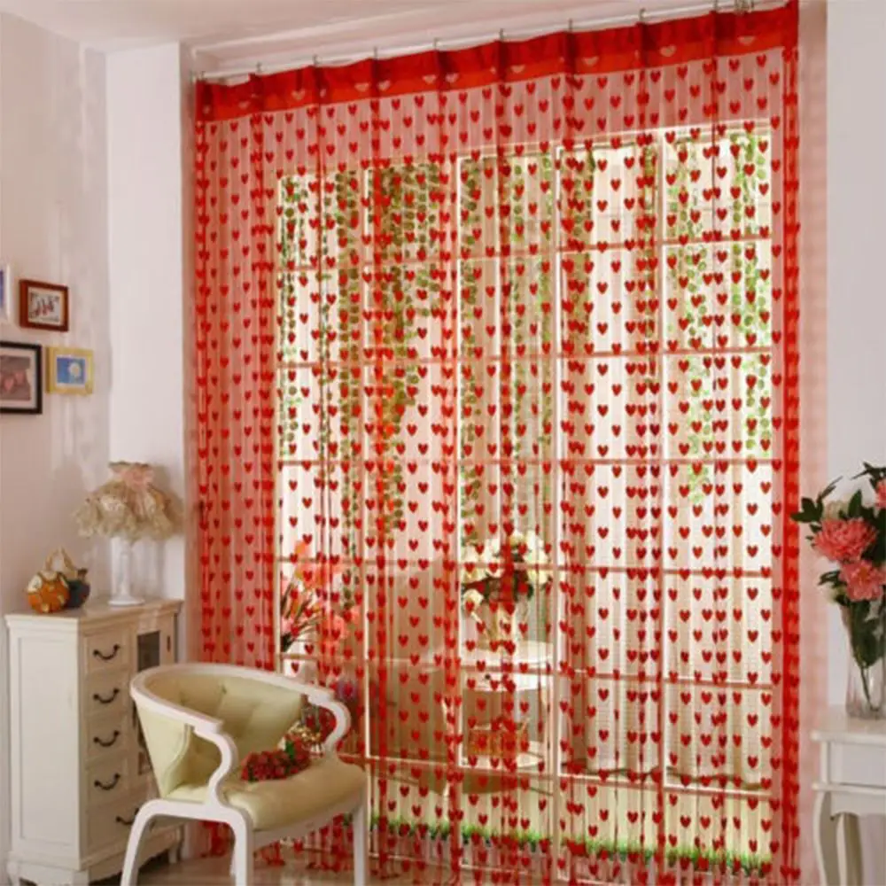 New Arrivals New Drapes Door Loving Heart Curtain Pattern Window Tassel