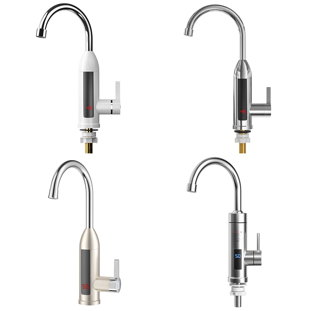 

Electric Heated Kitchen Faucet Detachable Digital Tap Silver UK Plug