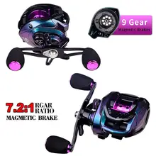 

New Metal Fishing Reel Dual Brake System 7.2:1 High Speed Dual Brake 10KG Max Drag 7.2:1 Gear Ratio Lake Baitcasting Reel Wheel