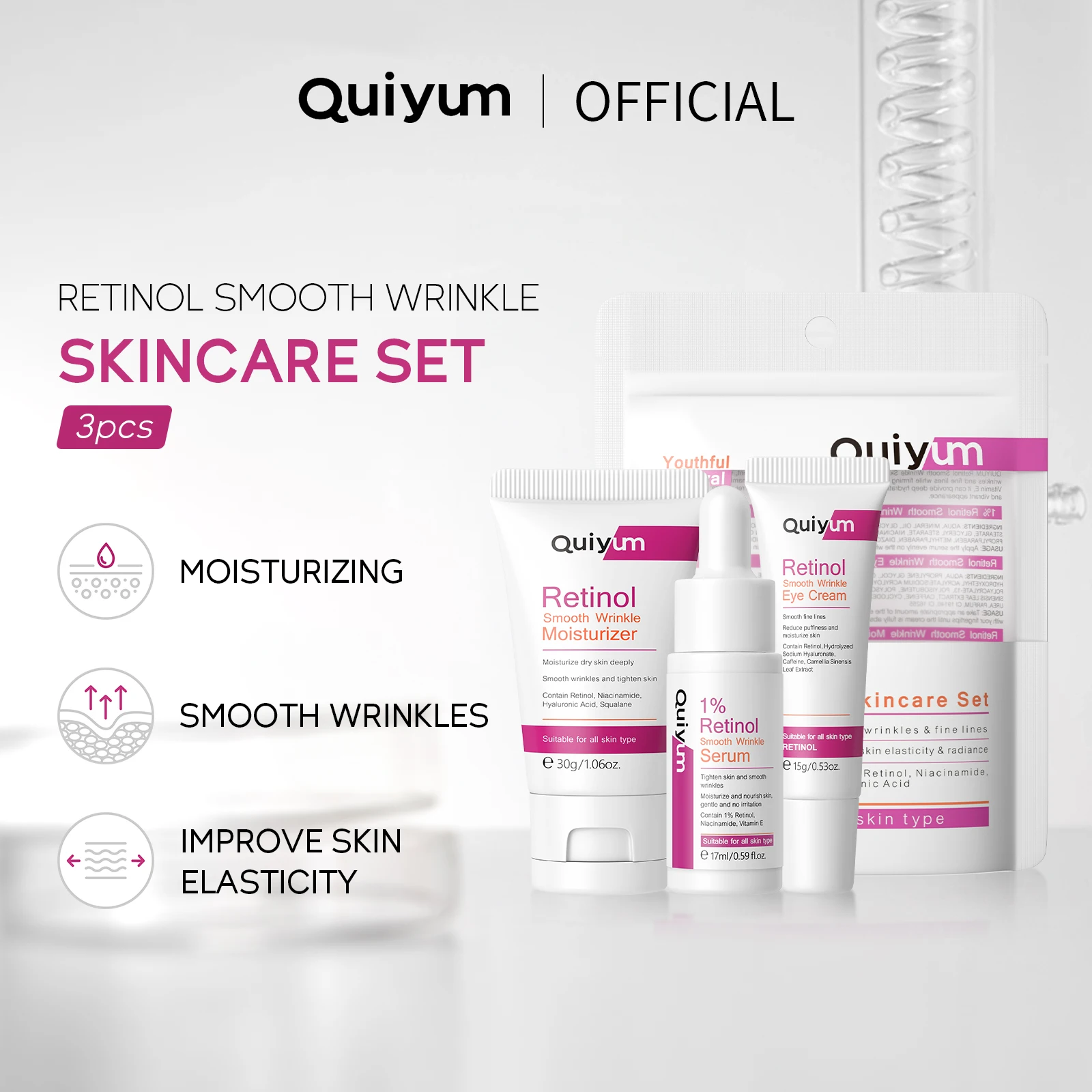 Retinol Smooth Wrinkle Skincare Set For All Skin Type Smooth wrinkles & Fine Lines Improve Skin Elasticity & Radiance skin care set