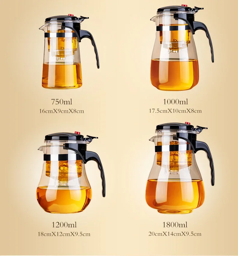 Teapot With Infuser Thickened Glass Heated Resistant Tea Pot One-button Filtering Tea Separation Kettle Tea Coffee Maker Teapot With Infuser Thickened Glass Heated Resistant Tea Pot One-button Filtering Tea Separation Kettle Tea Coffee Maker