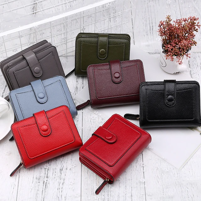 Women Wallets 2023 New Luxury Brand Red Black Small Mini Coin Purse Hasp  Card Holder Lady Wallet Zipper Female Leather Buckle - AliExpress