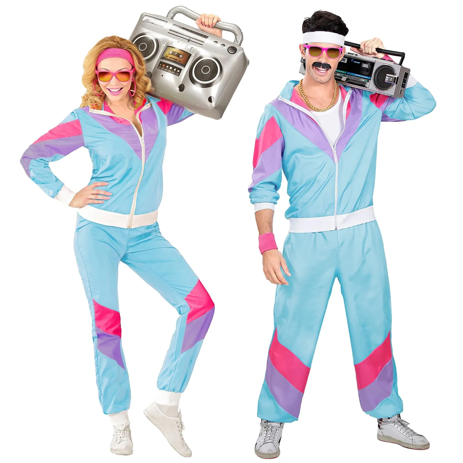 

80s 90s Hippie Disco Cosplay Costume Outfits Tops Pants Sportwear Retro Hip Hop Female Halloween Carnival Suit