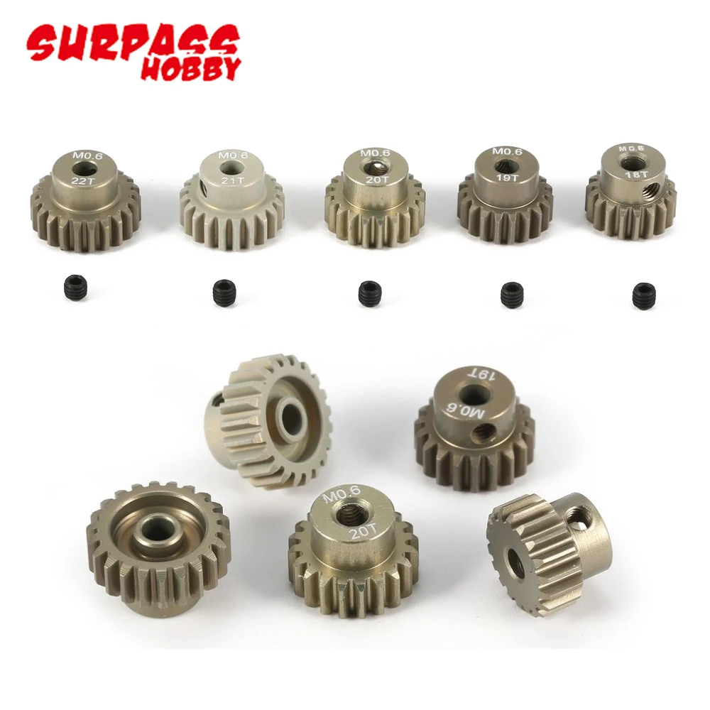 

5pcs/lot SURPASS HOBBY Pinion Gear, M0.6 3.175mm 13T-17T/18T-22T/23T-27T/28T-33T Metal Pinion Motor Gear For RC 1/8 1/10 Car