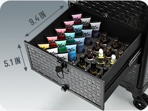 Description Picture 6 of itemCart with 3 Drawers, Professional Trolley Cart for Beauty Salon, Rolling Train Case Makeup Organizer Case for Nail Tech, F