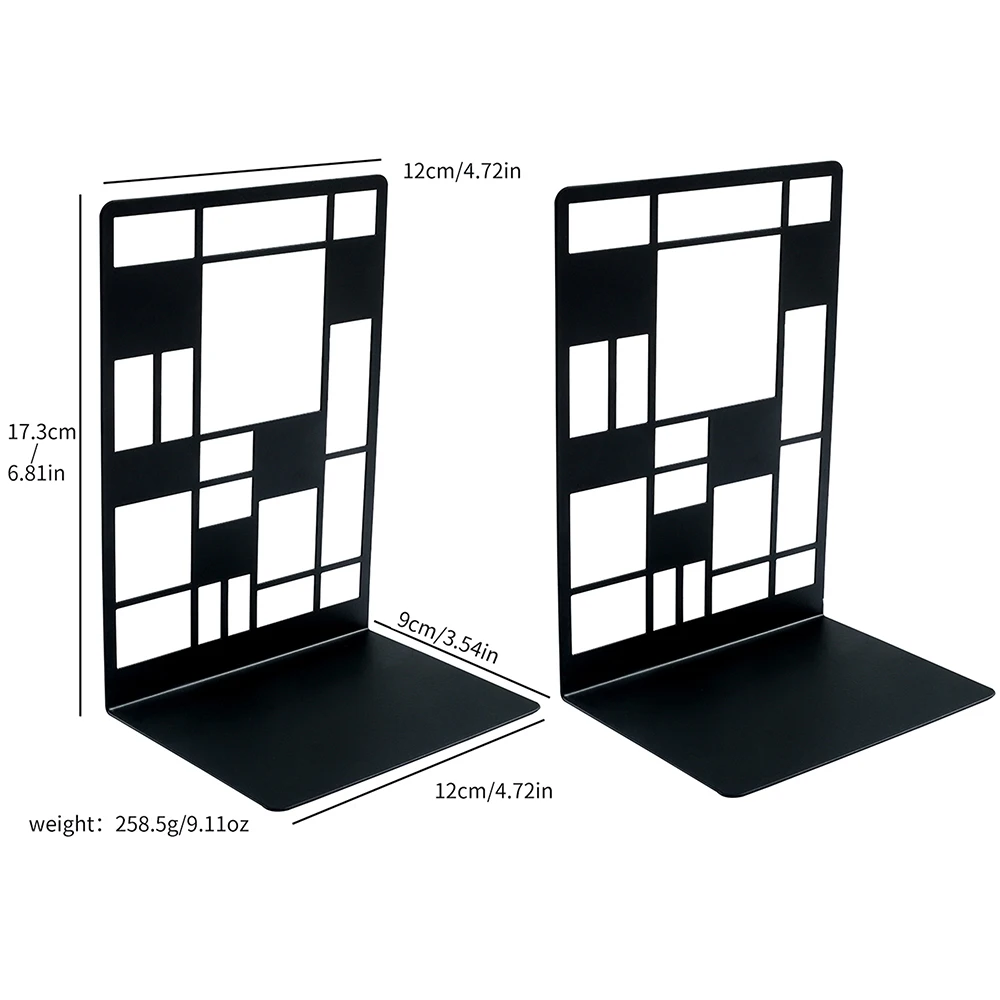 Book Ends Universal Metal Bookends For Shelves Heavy Duty Metal Non-Skid Bookend Supports Book Shelf Holder 6