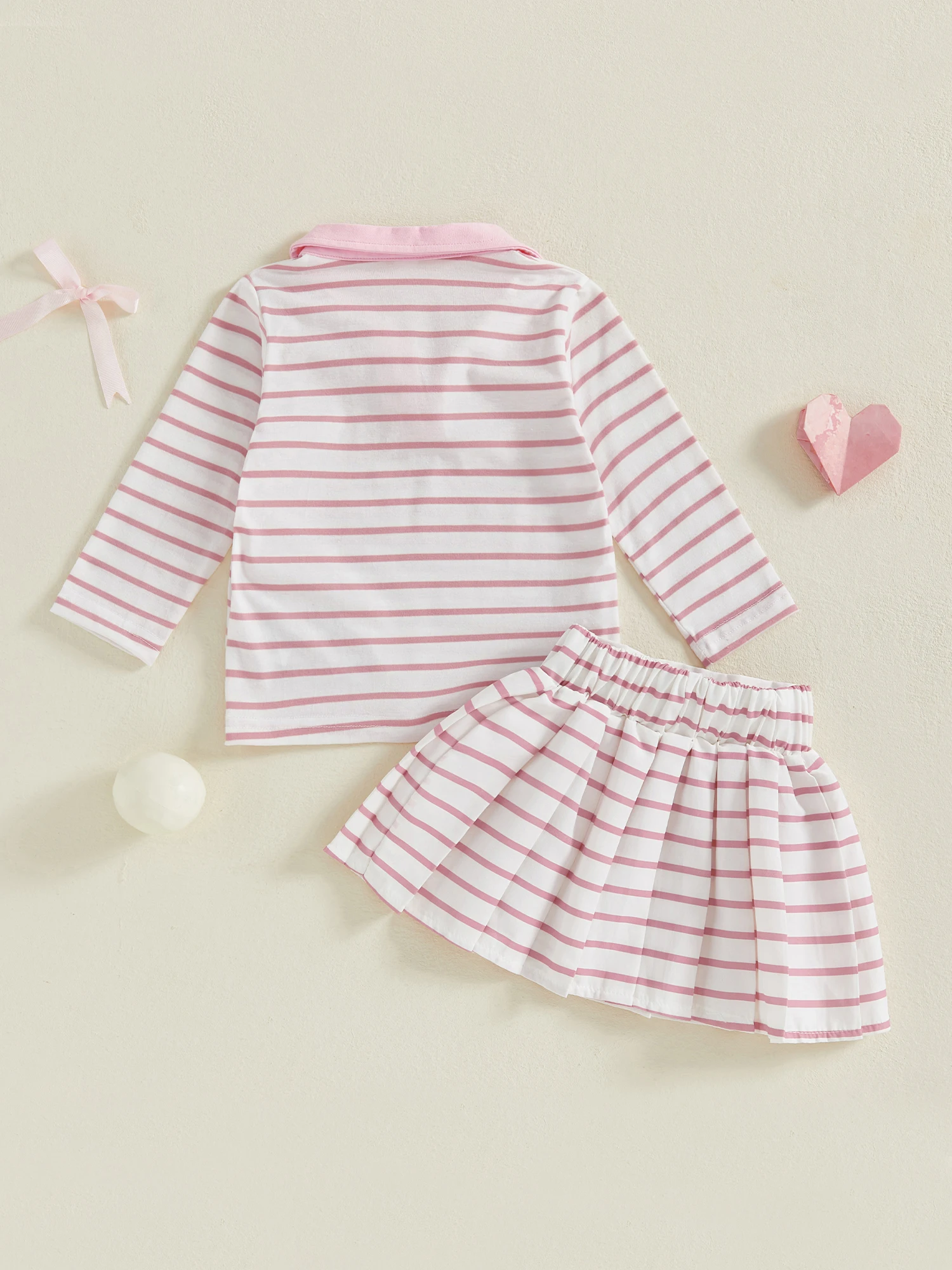 Girls 2-Piece Autumn Ensemble with Embroidered Lapel Collar Top and Pleated Skirt - Stylish Golf Attire for Toddlers S6dcd4a3c6c7845e195681e828b788001J