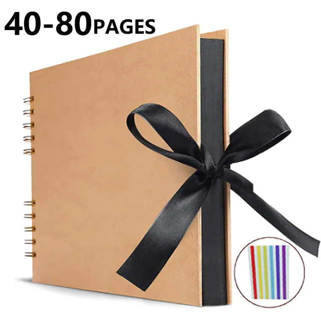 Álbum de fotos autoadhesivo, 80 páginas adhesivas, cubierta de cuero, libro  de recortes, libro de fotos para regalos de Navidad, boda, álbumes de