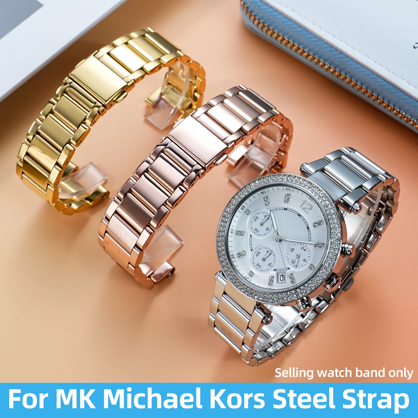 Elegant 20x12mm Stainless Steel Women's Watch Strap Bracelet