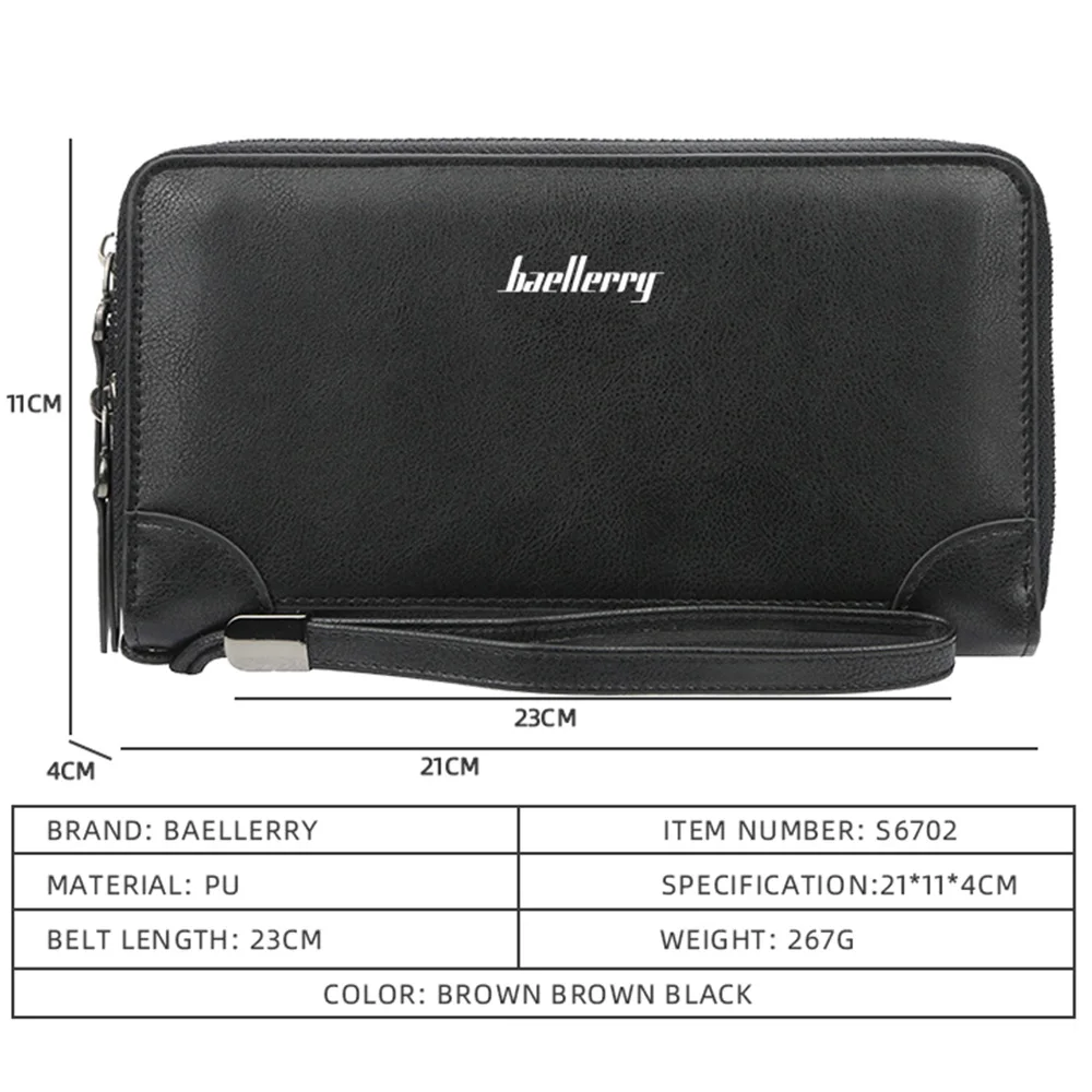 Baellerry Men's Long Purse Men Wallets Double Zipper Men Clutch Wallets Business Large Capacity High Quality Brand Male Purse 2
