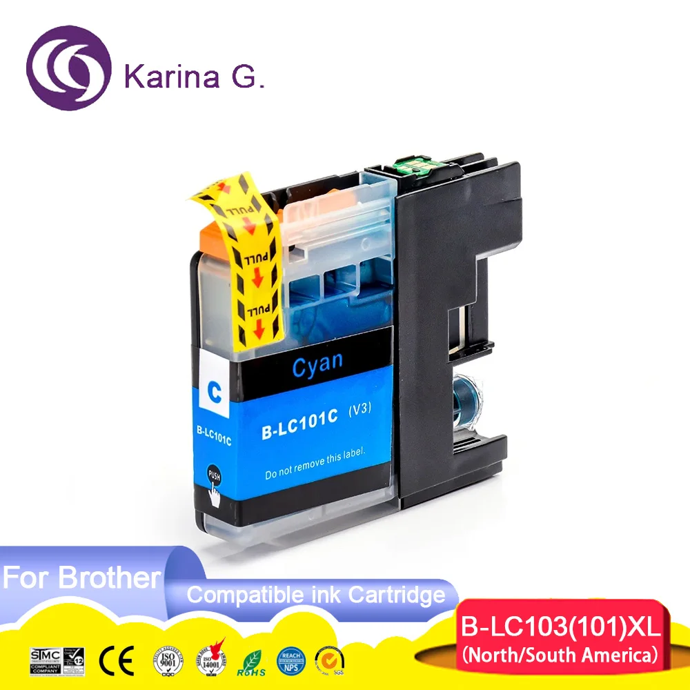10PCS Compatible for LC101 LC103 Ink Cartridge Suit for Printer MFC-J285DW J450
