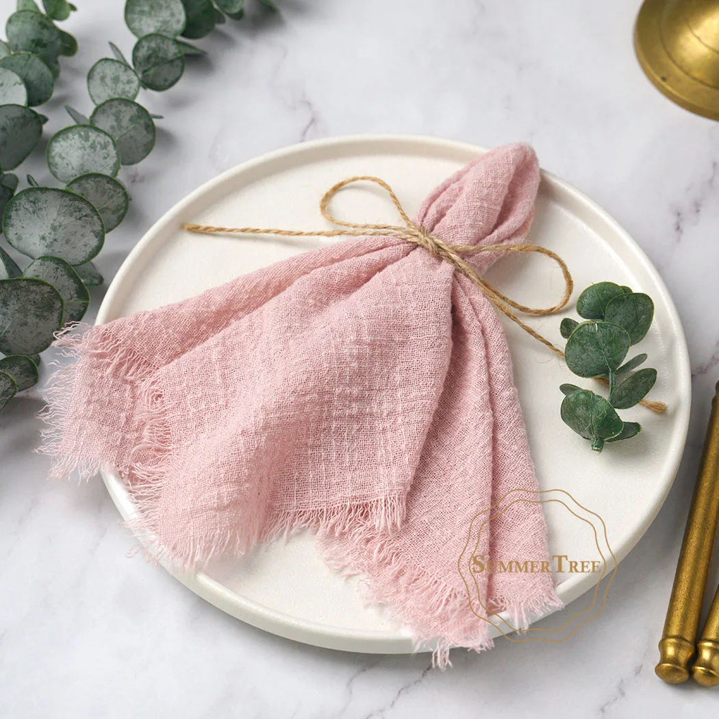 Cotton Gauze Napkins 32x32cm Soft Napkin Retro Burr Design Vintage Themed Party Wedding Christmas Table Decoration 10pcs