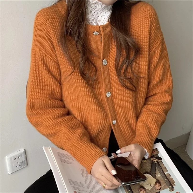 

JAPAN All-Match Winter Spring Woman Solid Casual Knitted Cardigan Women's Loose Soft Coat Elegant Warm Sweater Gentle Lovely