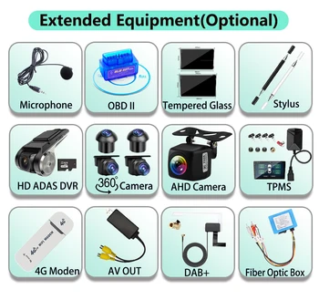 Accessori Opzionali AIXNAVIS per Navigazione GPS Android, Radio Auto, Uscita AV, DAB, TPMS, HDMI, Telecamera 360°, OBD II, Telecamera AHD