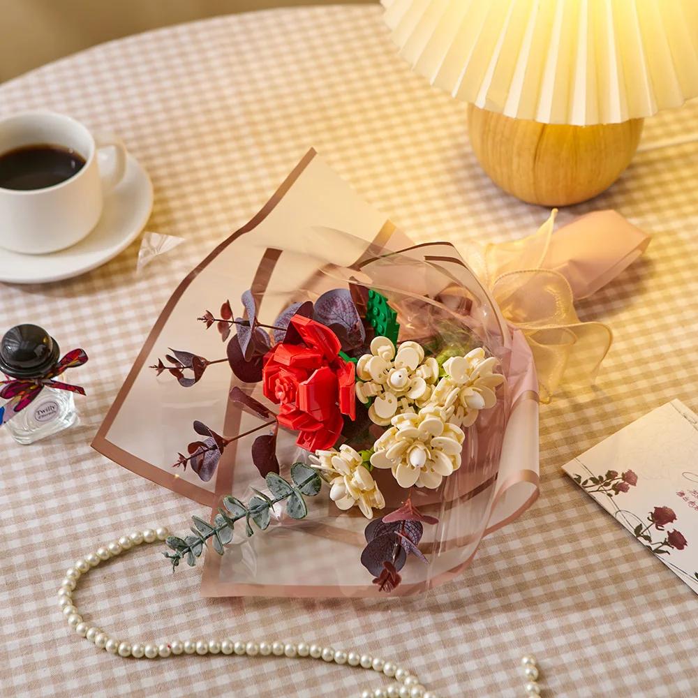 

Minimalism Building Blocks Simulation Flower Home Living Room Decoration Modern Wedding Decoration Creative Valentine's Day Gift