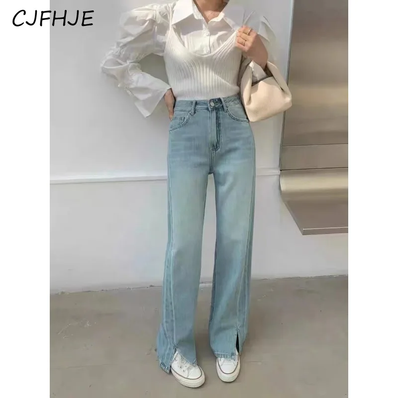 

CJFHJE новые женские классические длинные джинсовые брюки с завышенной талией в винтажном Корейском стиле