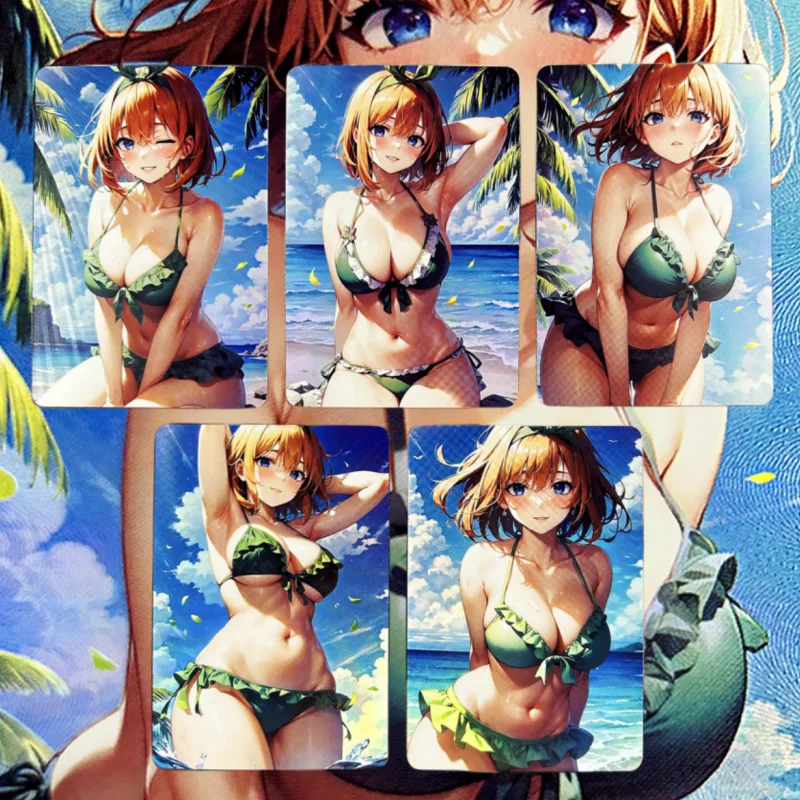 

5Pcs/Set ACG Cards Anime Game Girl The Quintessential Quintuplets Nakano Yotsuba DIY Collection Refraction Gauze Flash Cards Toy