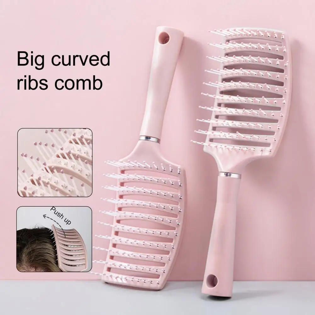 

Rib Comb Anti-static 110 Teeth Curved Design Hanging Hole Tangle-free Scalp Massage Brush Long Handle Long Hair Massage Comb