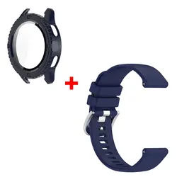 Premium Silicone Watchband and Protective Case Set for Xiaomi Watch S3 with Glass Screen Protector (Deep blue 2)