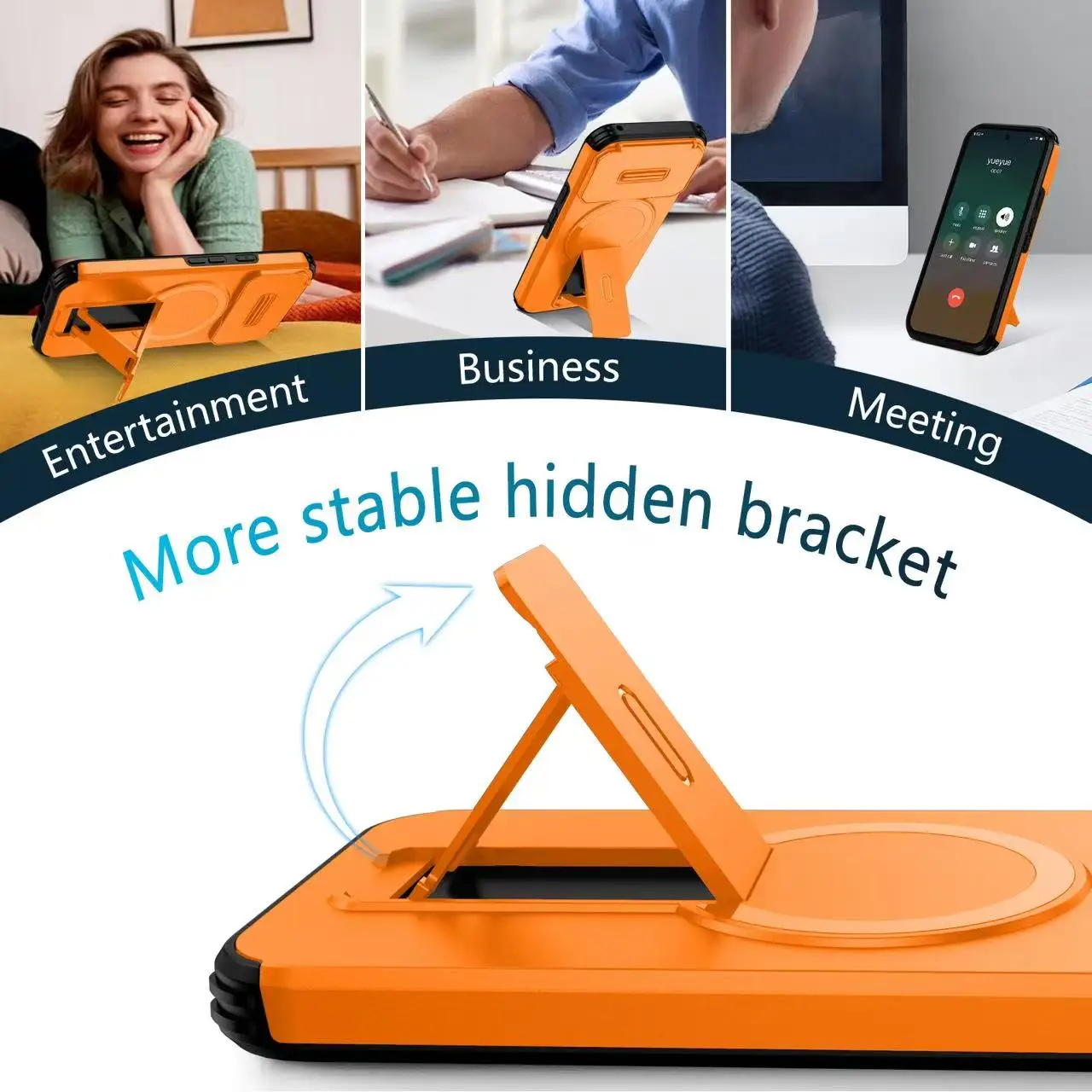 Durable Magnetic Shockproof Case with Stand and Wireless Charging Compatibility