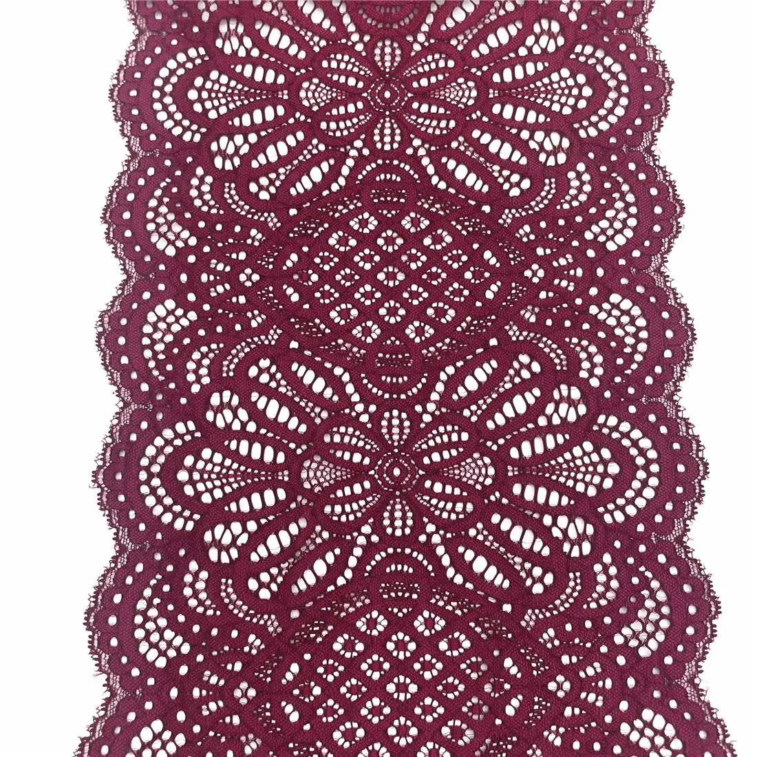 3y/lot Width 24.50cm Burgundy Elastic Stretch Lace Trims 3