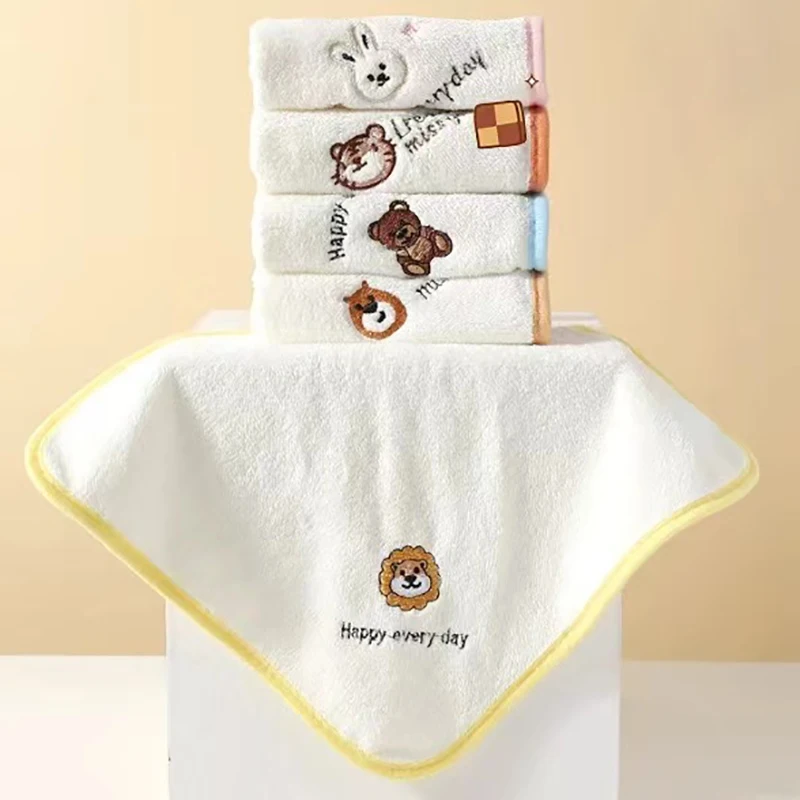 New Pattern Fashion Small Animals Children's Towels Soft And Skin Friendly Baby Towels Coral Fleece Absorbent Baby Square