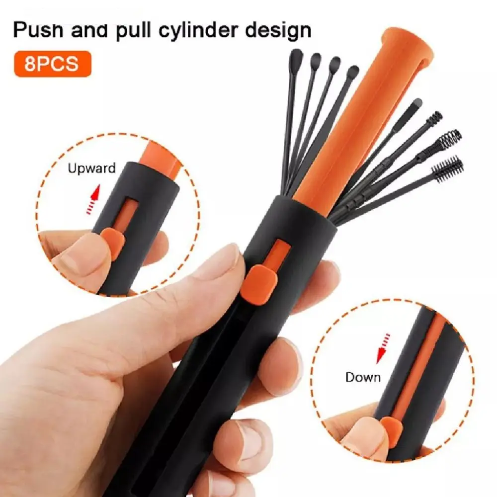 

8 Pcs/Set Ear Wax Pickers Stainless Steel Earpick Wax Remover Piercing Kit Earwax Curette Spoon Care Ear Clean Tool Ear Cleaner