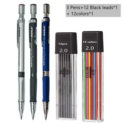 Enhanced Mechanical Pencil Set with 2B Colorful Lead Refills (Mix color set A)