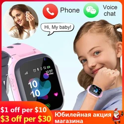 Reloj inteligente con llamadas para niños y niñas, pulsera con tarjeta SIM, rastreador de ubicación, resistente al agua, SOS