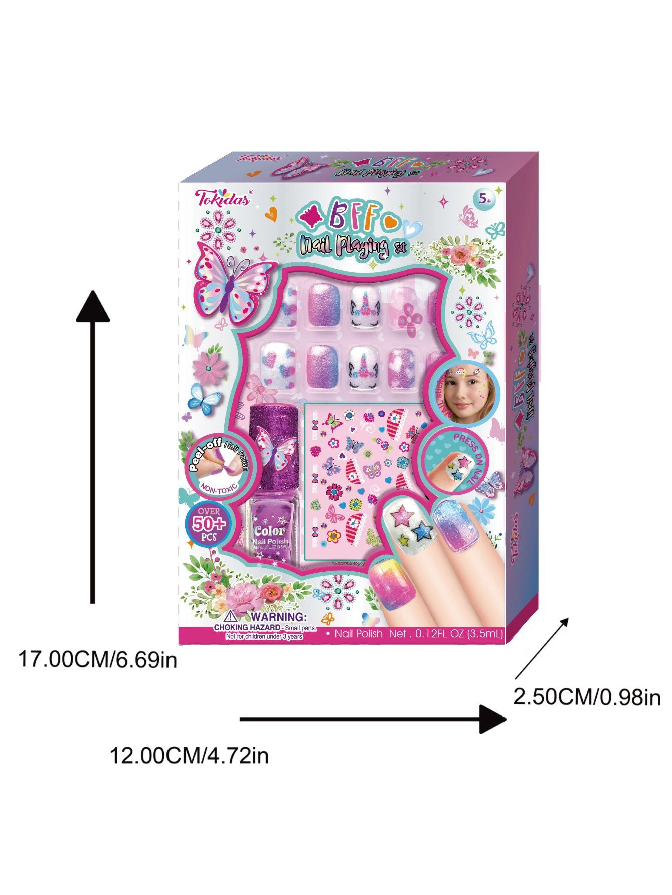 2024 Kids Makeup Set Butterfly Nail Playing Set Press on nail Set Stickers Nail Polish Art Kids Toys 5