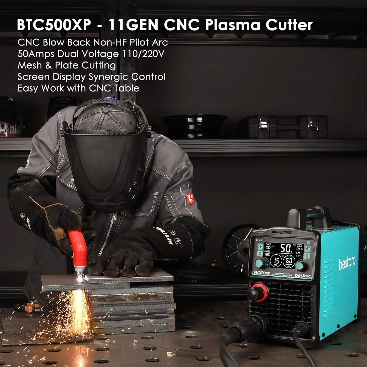 Blow Back Pilot Arc Technology, 110V/220V Dual Voltage Non-HF CNC Plasma Cutting Machine