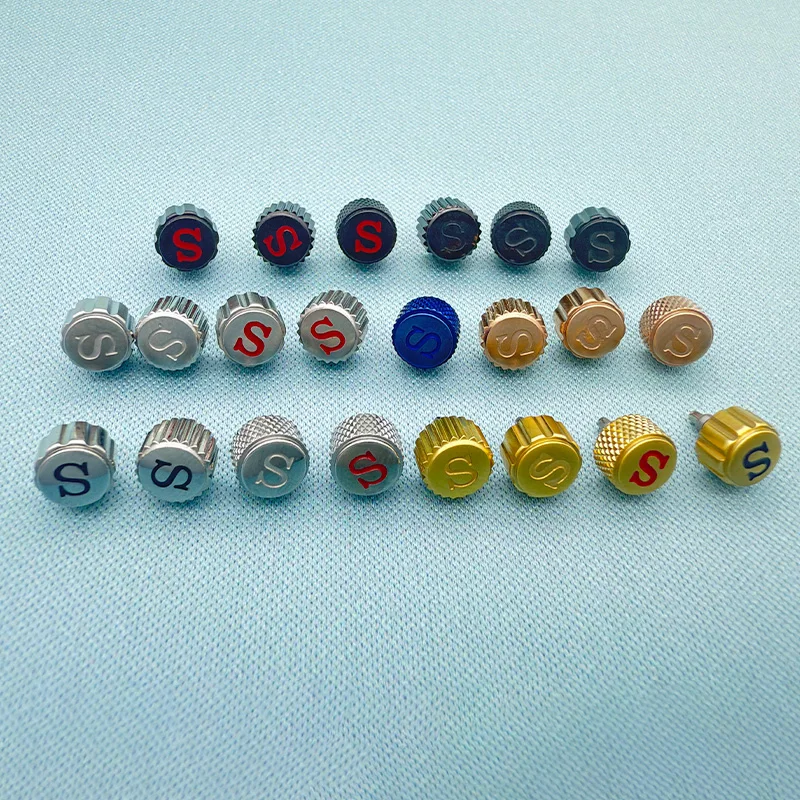 Premium 7mm Watch Crowns in Silver/Rose/Black/Gold - Versatile Replacement Parts